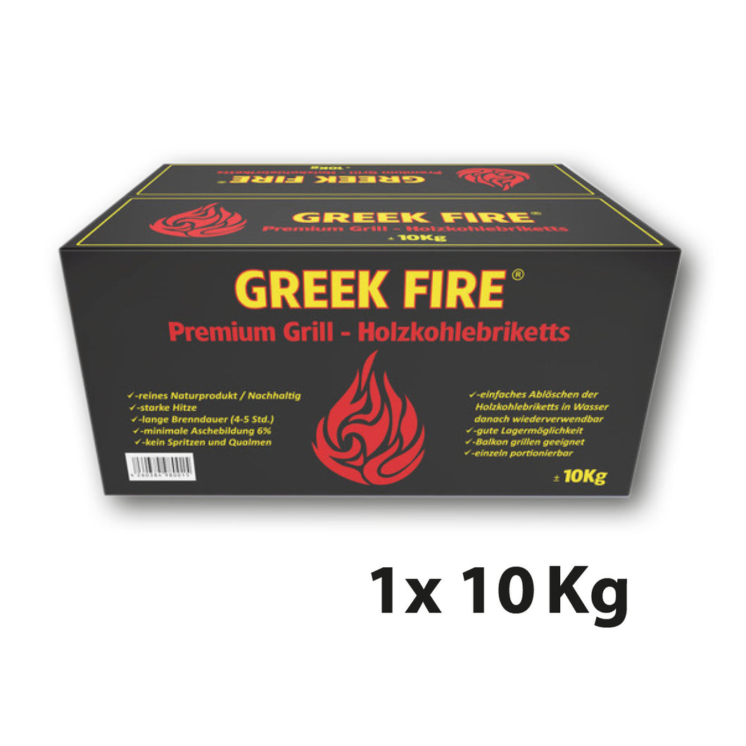 GREEK FIRE Premium Grill Holzkohlebriketts 10 kg