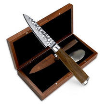 Lade das Bild in den Galerie-Viewer, adelmayer® Damastmesser Schälmesser 9,3 cm handgeschliffen und mit Walnussgriff
